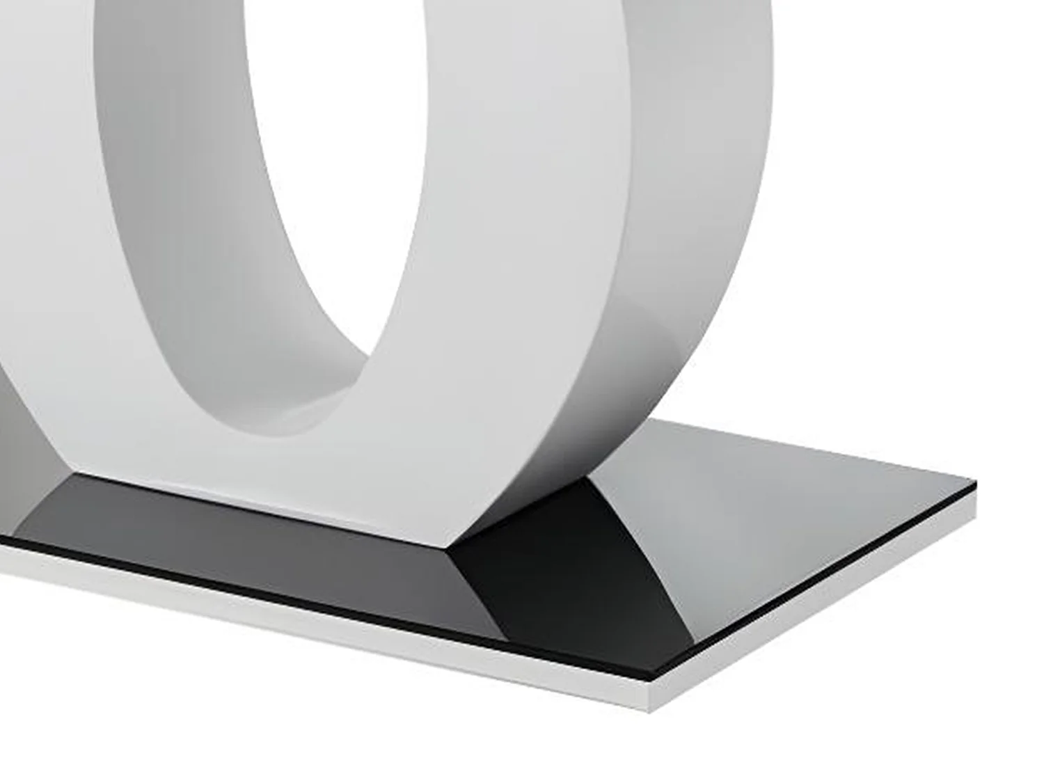 Table à manger TWIST - 6 personnes - MDF laqué & Verre trempé - Noir & Blanc