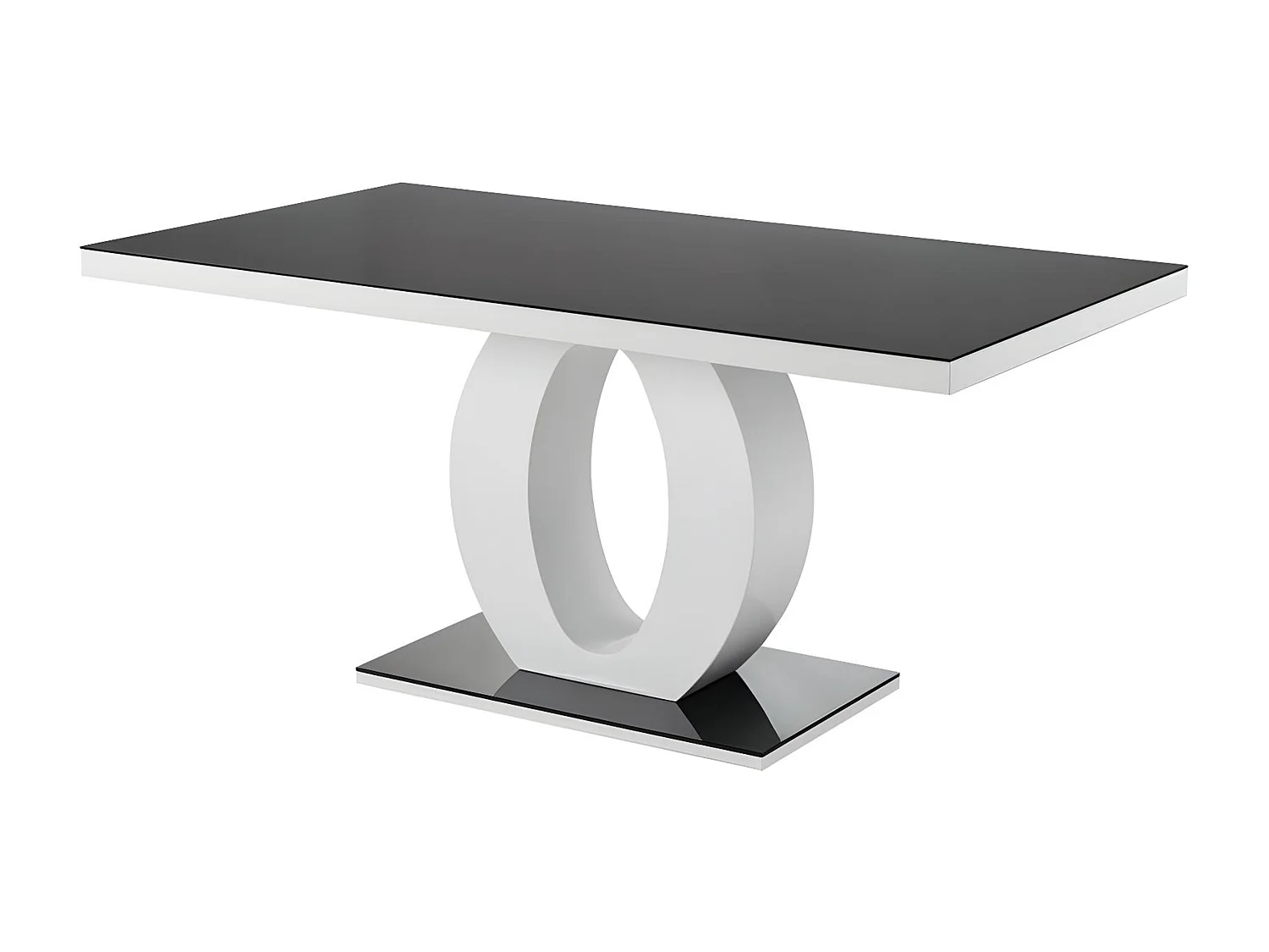 Table à manger TWIST - 6 personnes - MDF laqué & Verre trempé - Noir & Blanc