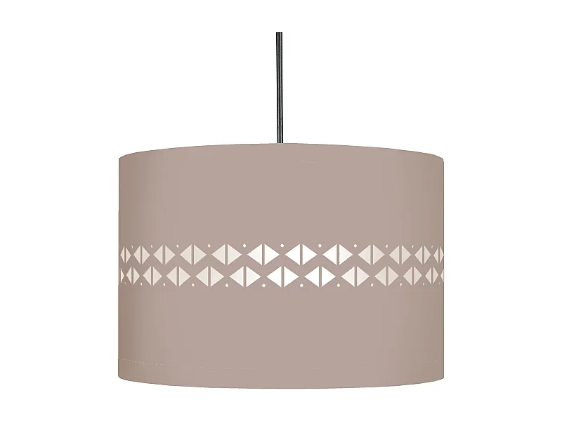 Suspension cylindre métal losanges taupe 80 cm.