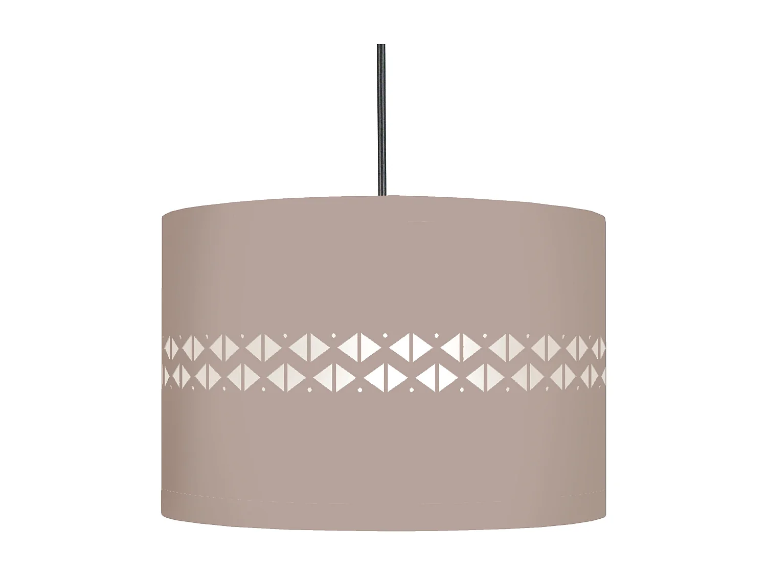 Suspension cylindre métal losanges taupe 80 cm.