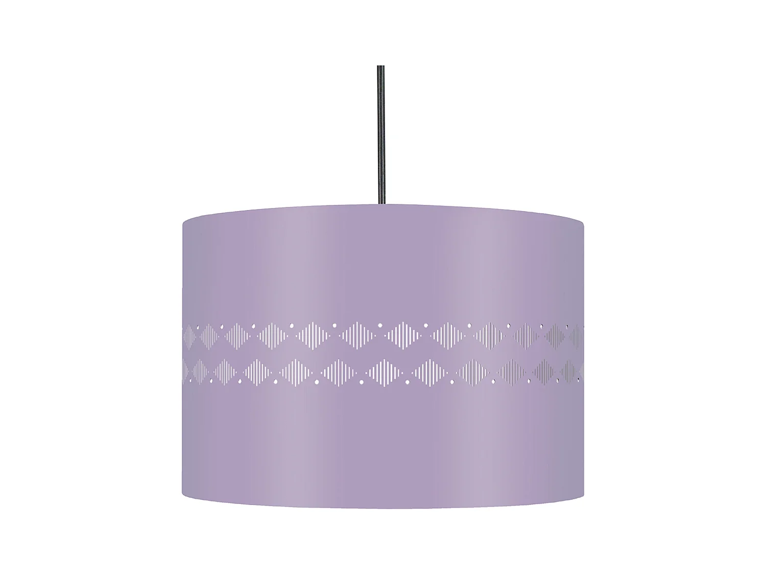 Suspension cylindre métal lignes  mauve 80 cm.