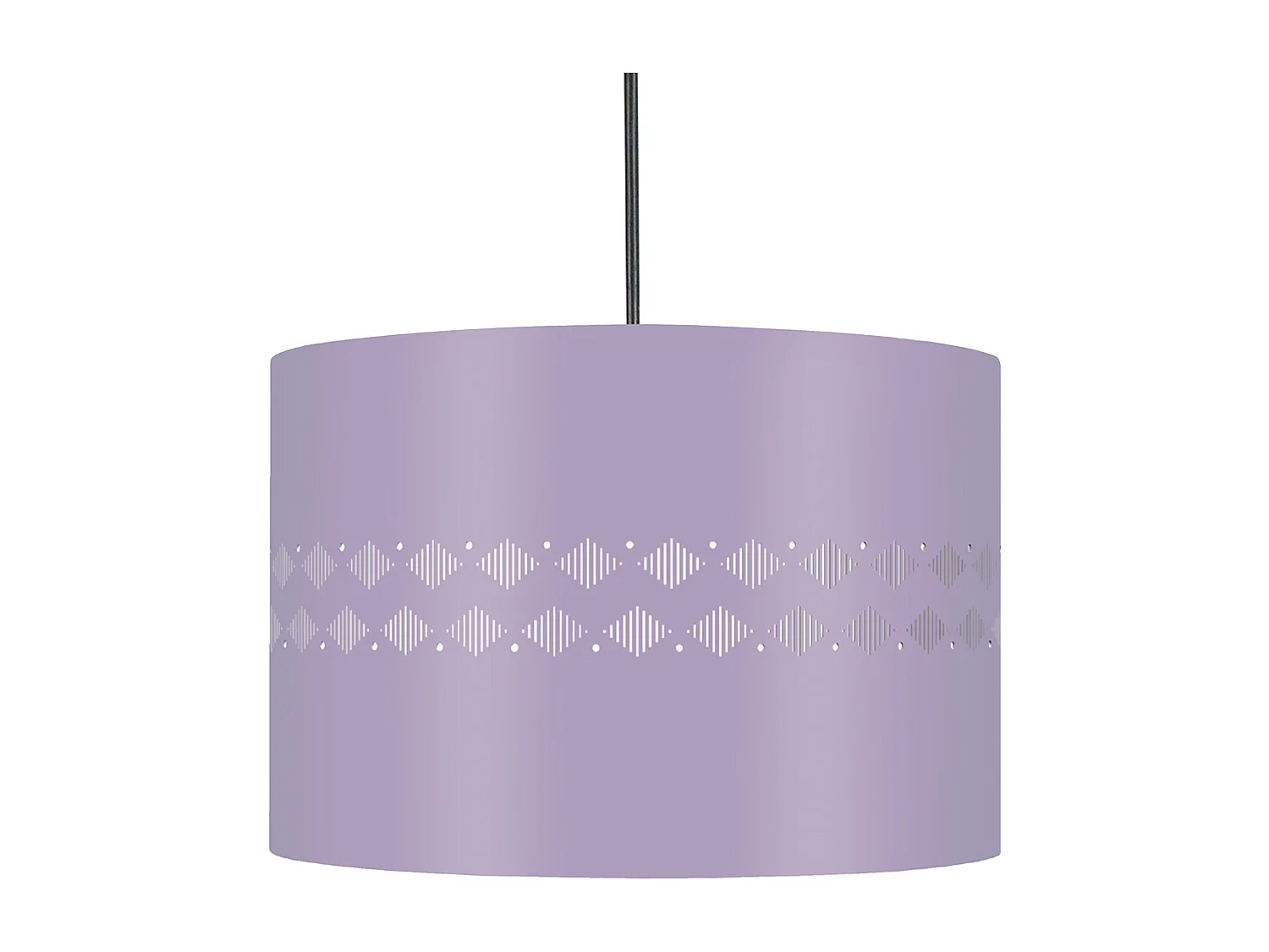 Suspension cylindre métal lignes  mauve 80 cm.