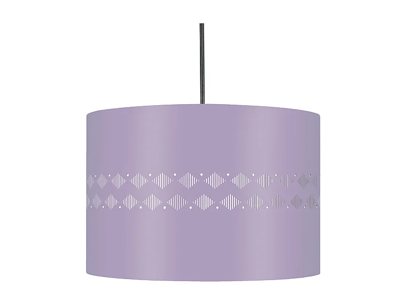 Suspension cylindre métal lignes  mauve 80 cm.