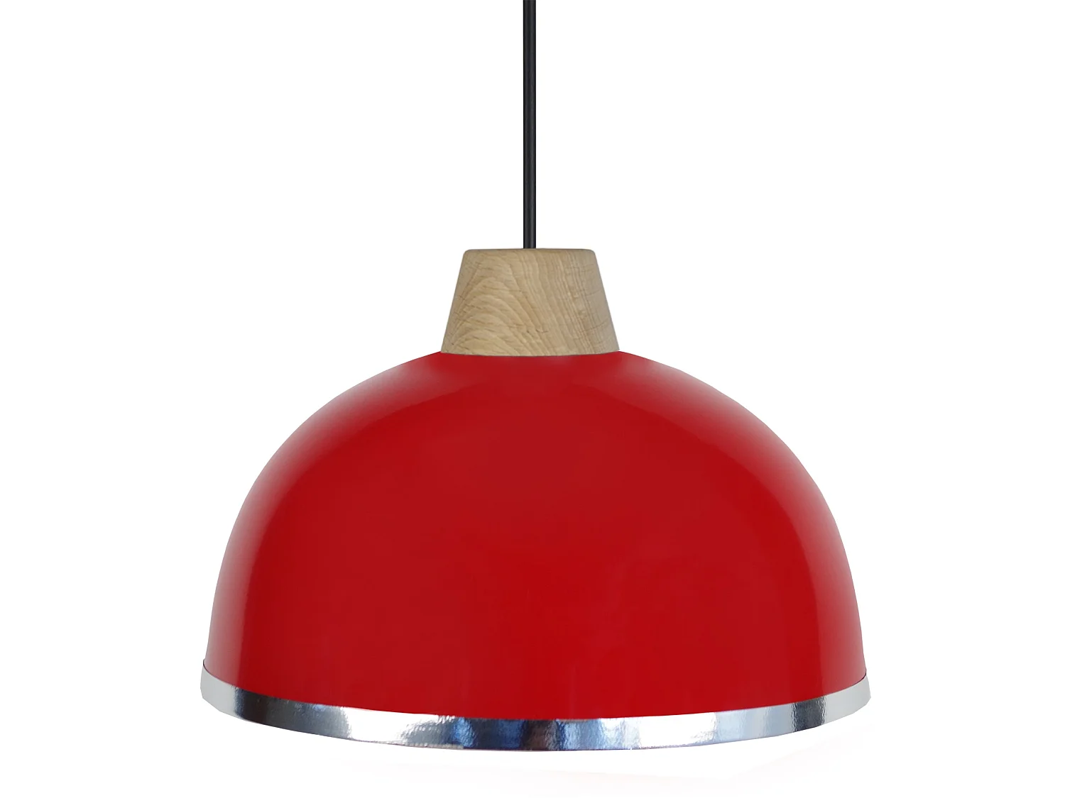 Suspensão TOSEL  DEMI BOULE B metal cúpula vermelho D24,5 x  H77  cm