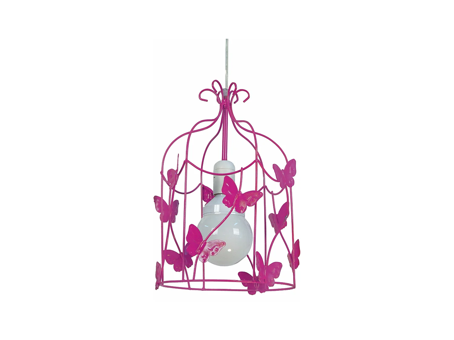Suspensão TOSEL  CAGE PAPILLONS  metal lanterna rosa D23 x  H96  cm