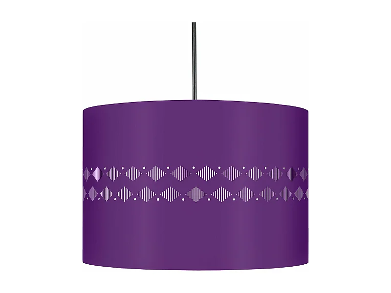 Suspension cylindre métal lignes violet 80 cm.