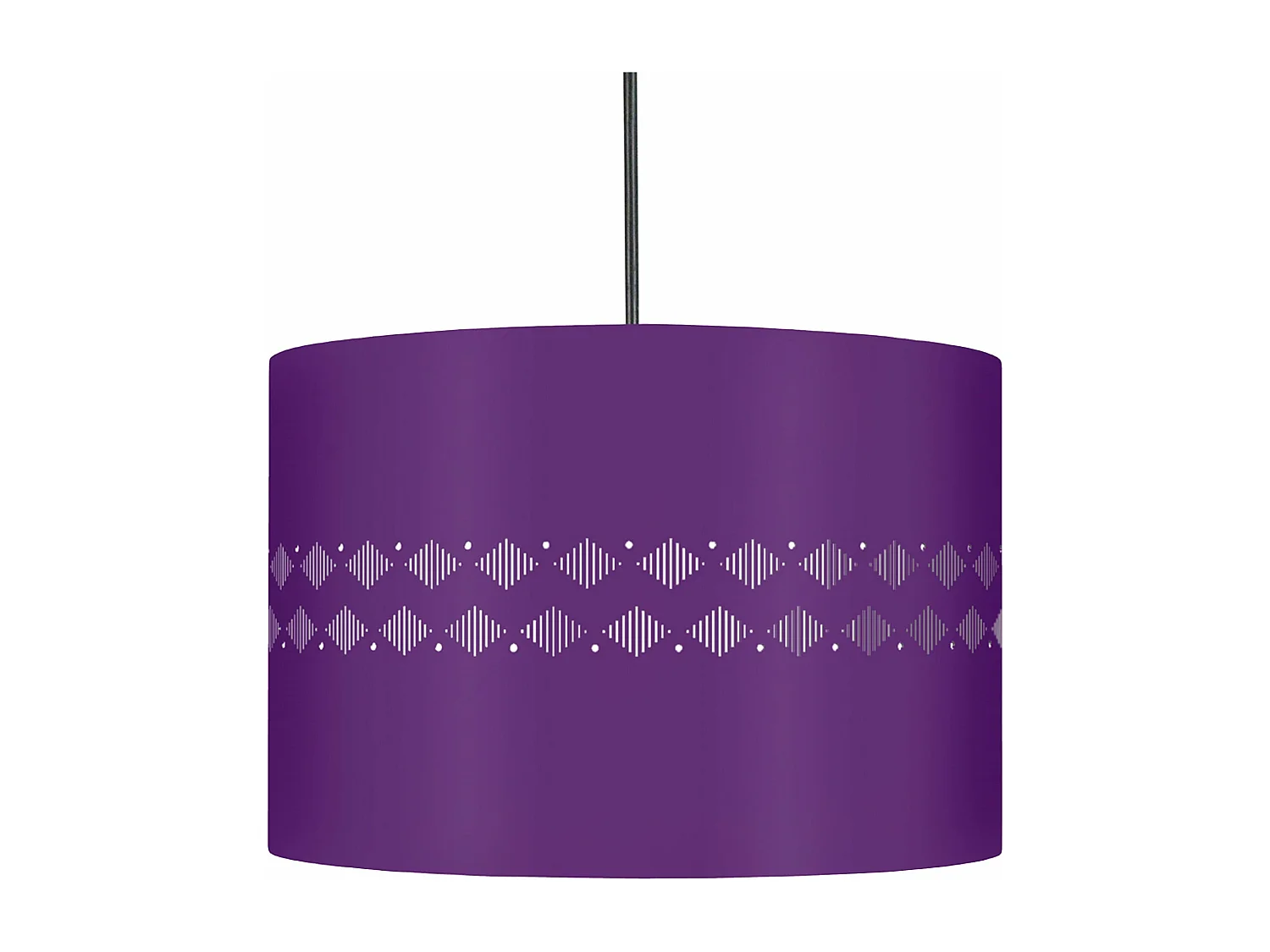 Suspension cylindre métal lignes violet 80 cm.