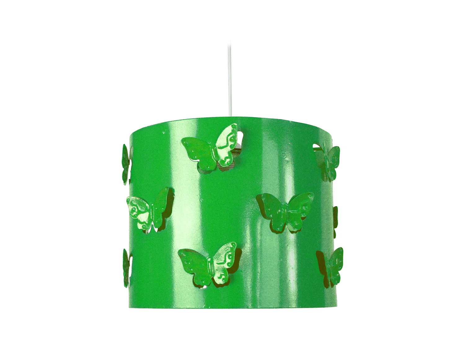 Suspension bol métal,papillon  vert 80 cm.