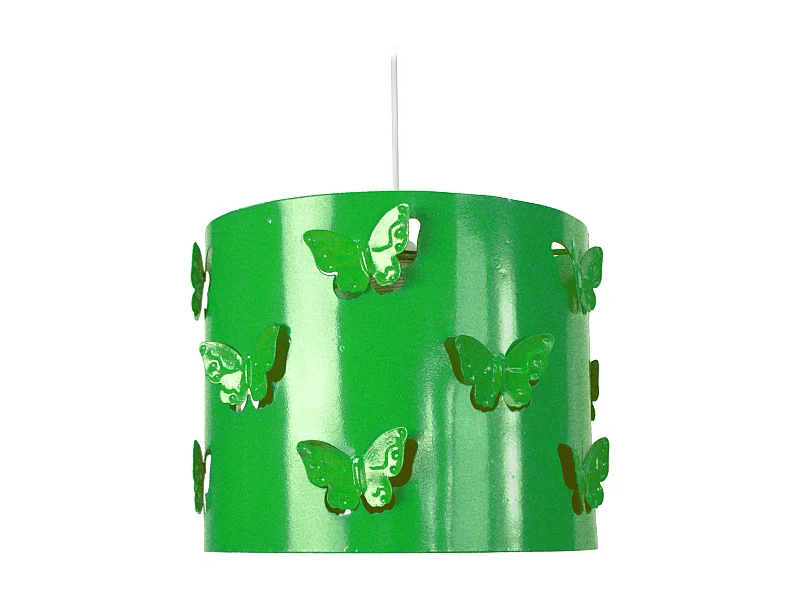 Suspension bol métal,papillon  vert 80 cm.