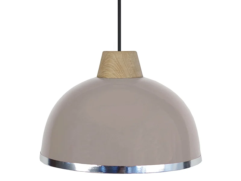 Suspensão TOSEL  DEMI BOULE B metal cúpula taupe D24,5 x  H77  cm
