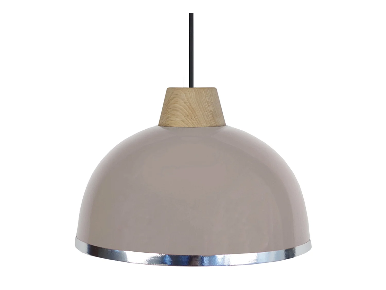 Suspensão TOSEL  DEMI BOULE B metal cúpula taupe D24,5 x  H77  cm