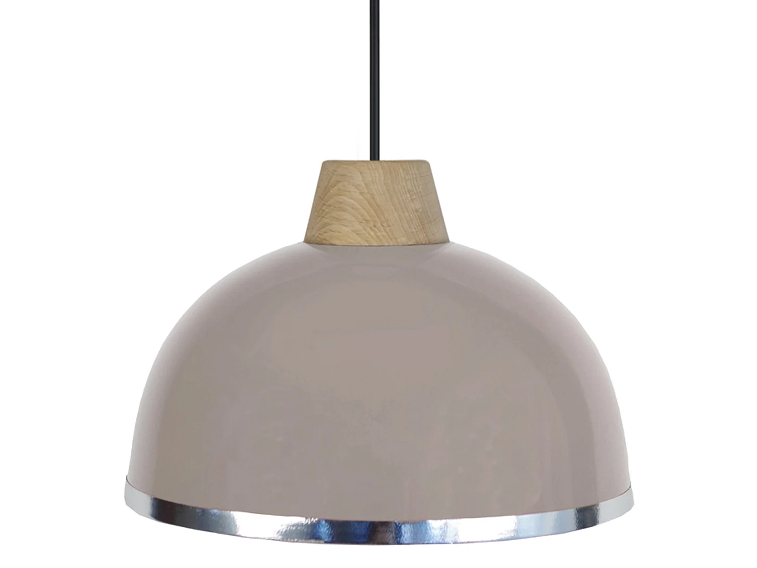 Suspensão TOSEL  DEMI BOULE B metal cúpula taupe D24,5 x  H77  cm