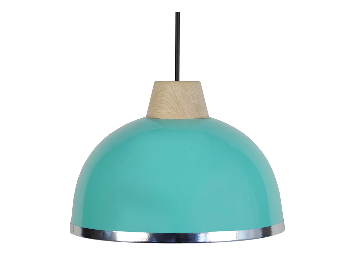 Suspensão TOSEL  DEMI BOULE B metal cúpula turquesa D24,5 x  H77  cm