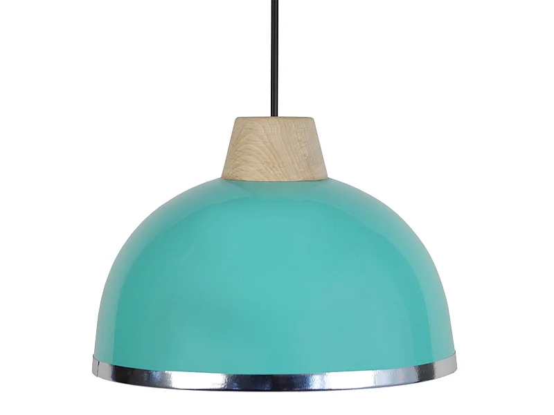 Suspensão TOSEL  DEMI BOULE B metal cúpula turquesa D24,5 x  H77  cm