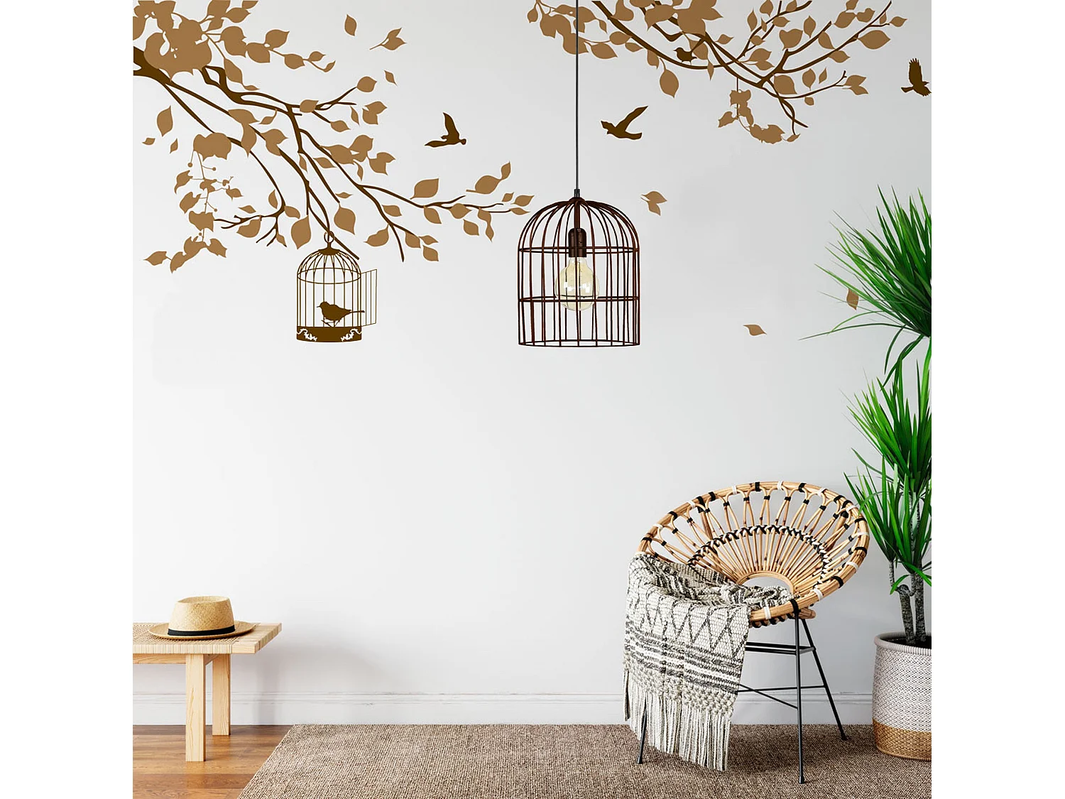 Lampadario a sospensione  metallo cilindrico CAGE marrone  D'24 cm