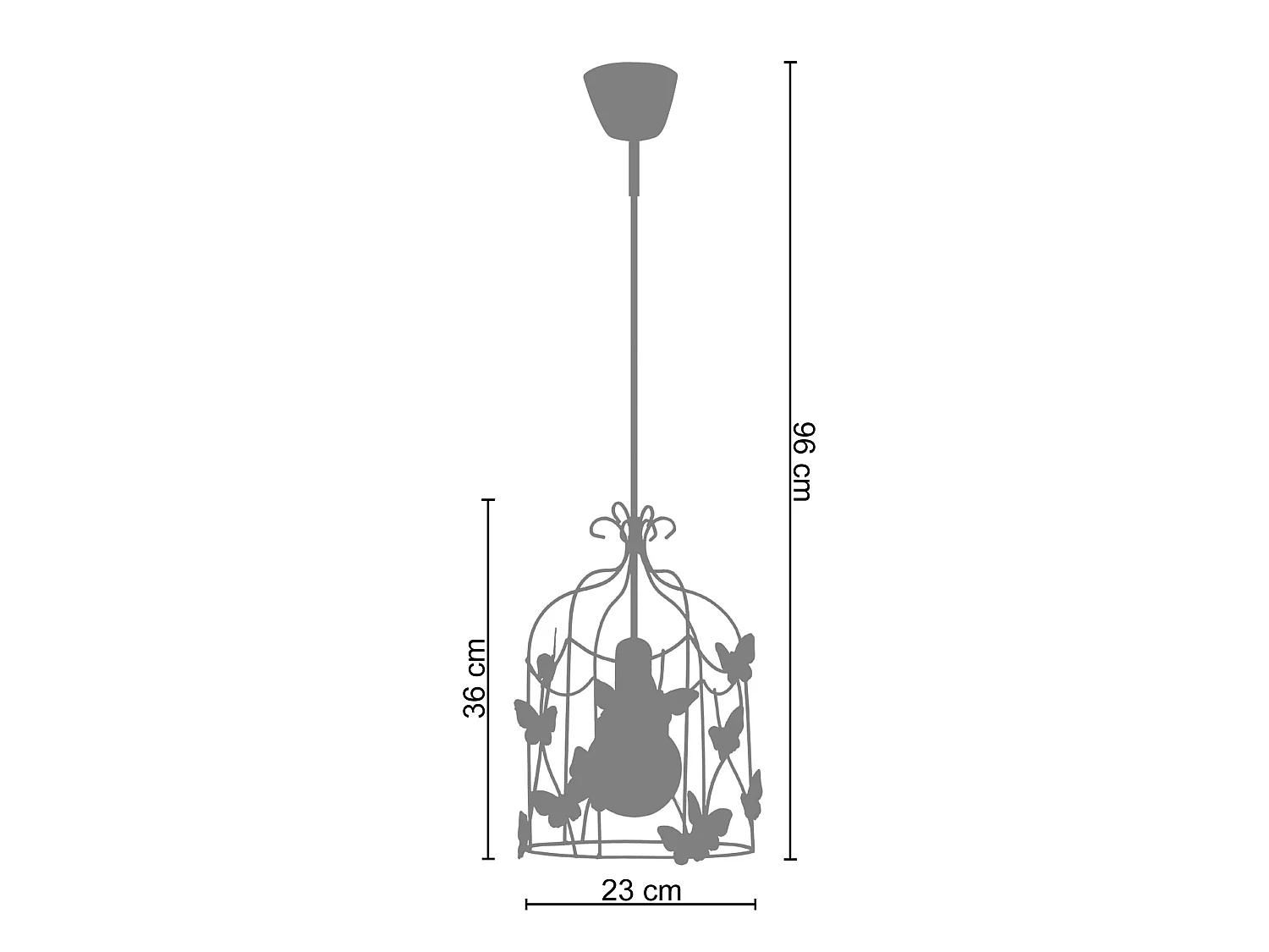 Lampadario a sospensione  metallo cilindrico  CAGE PAPILLONS Viola  D'23 cm
