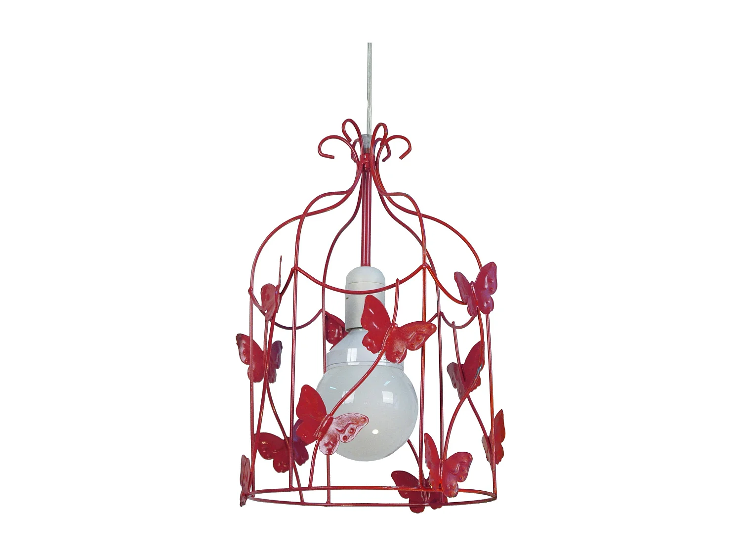 Suspensão TOSEL  CAGE PAPILLONS  metal lanterna vermelho D23 x  H96  cm