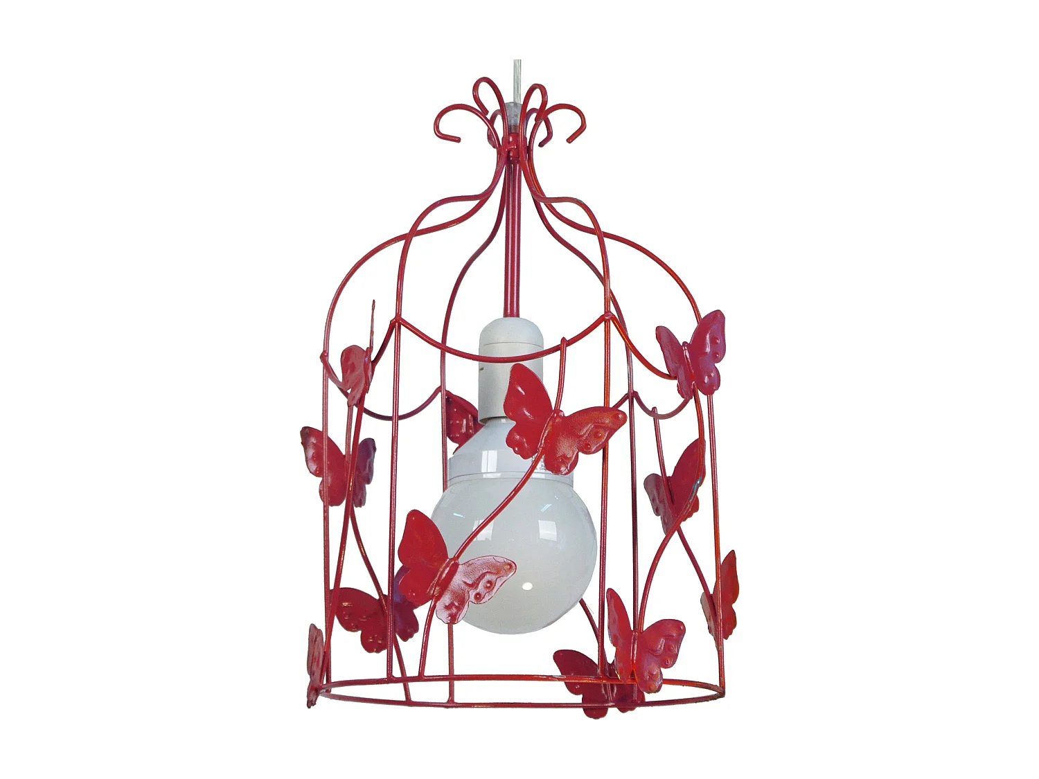 Suspensão TOSEL  CAGE PAPILLONS  metal lanterna vermelho D23 x  H96  cm