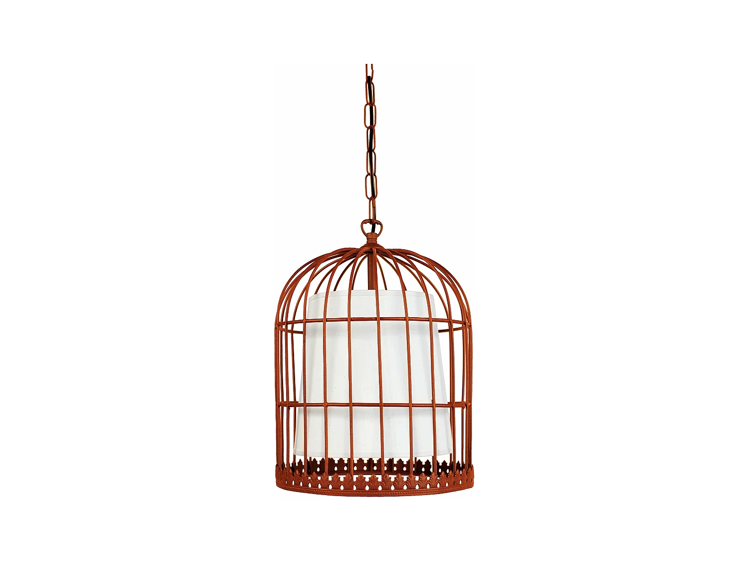 Suspension filaire métal cuivre blanc 90 cm.
