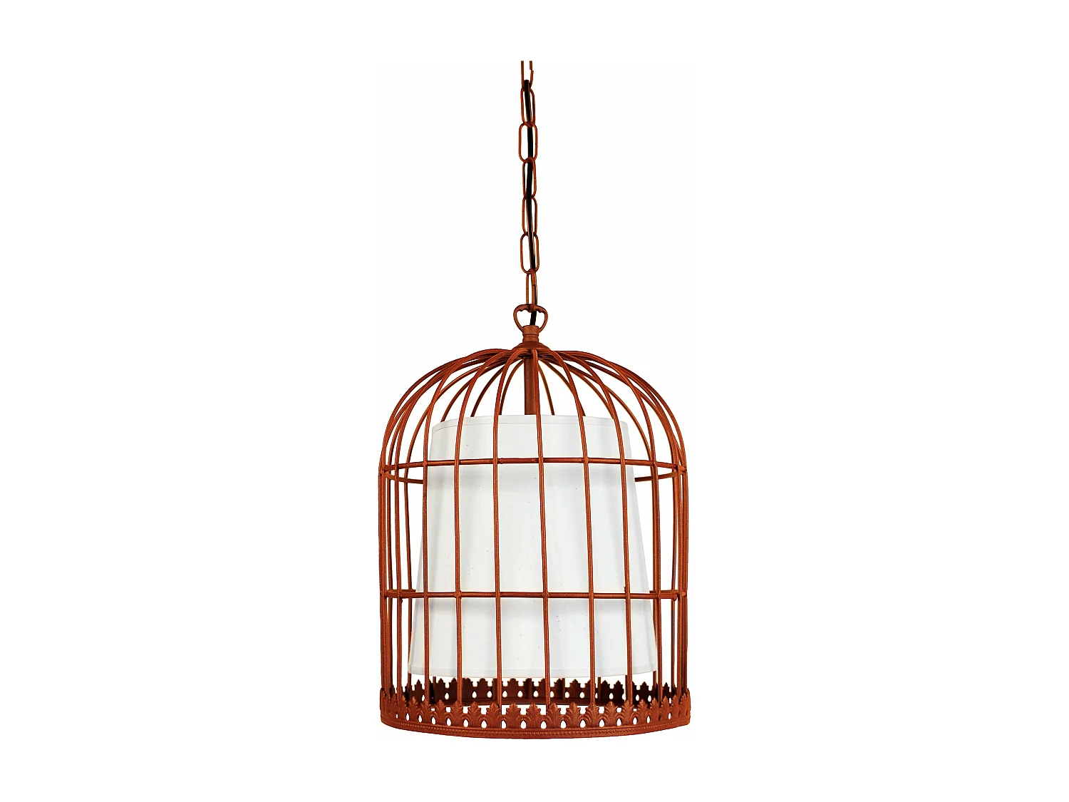 Suspension filaire métal cuivre blanc 90 cm.