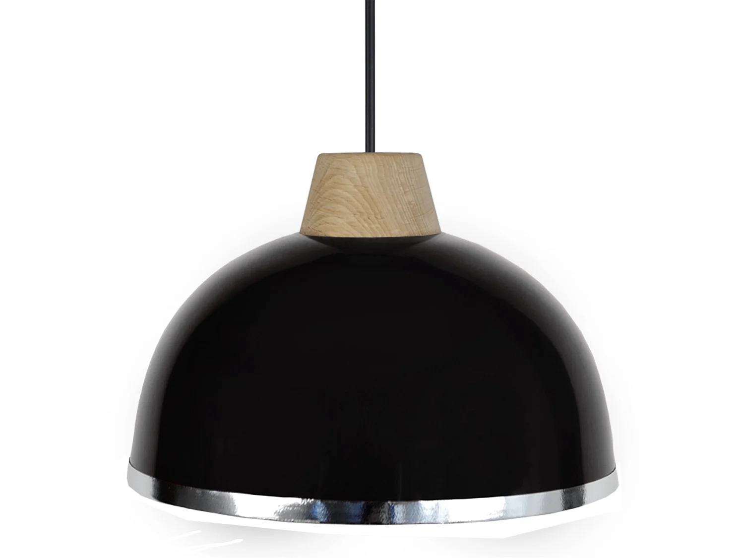 Suspensão TOSEL  DEMI BOULE B metal cúpula preto D24,5 x  H77  cm