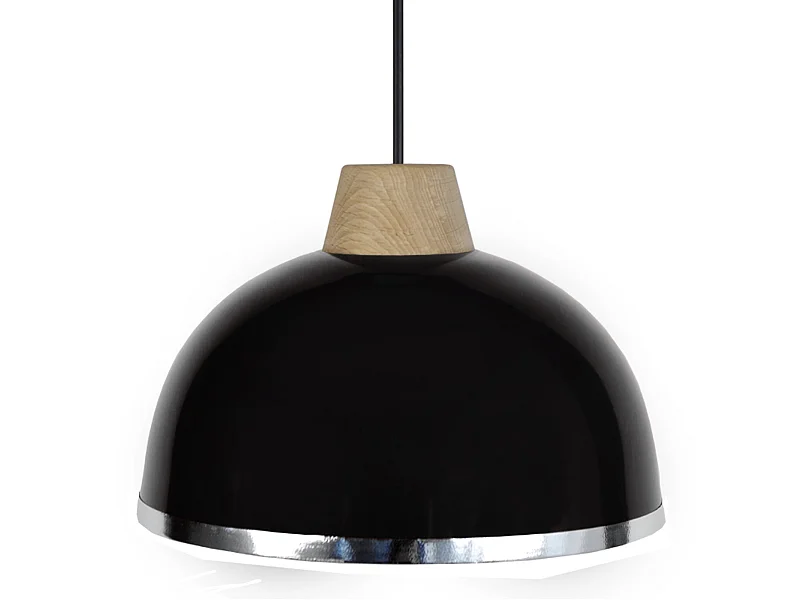 Suspensão TOSEL  DEMI BOULE B metal cúpula preto D24,5 x  H77  cm