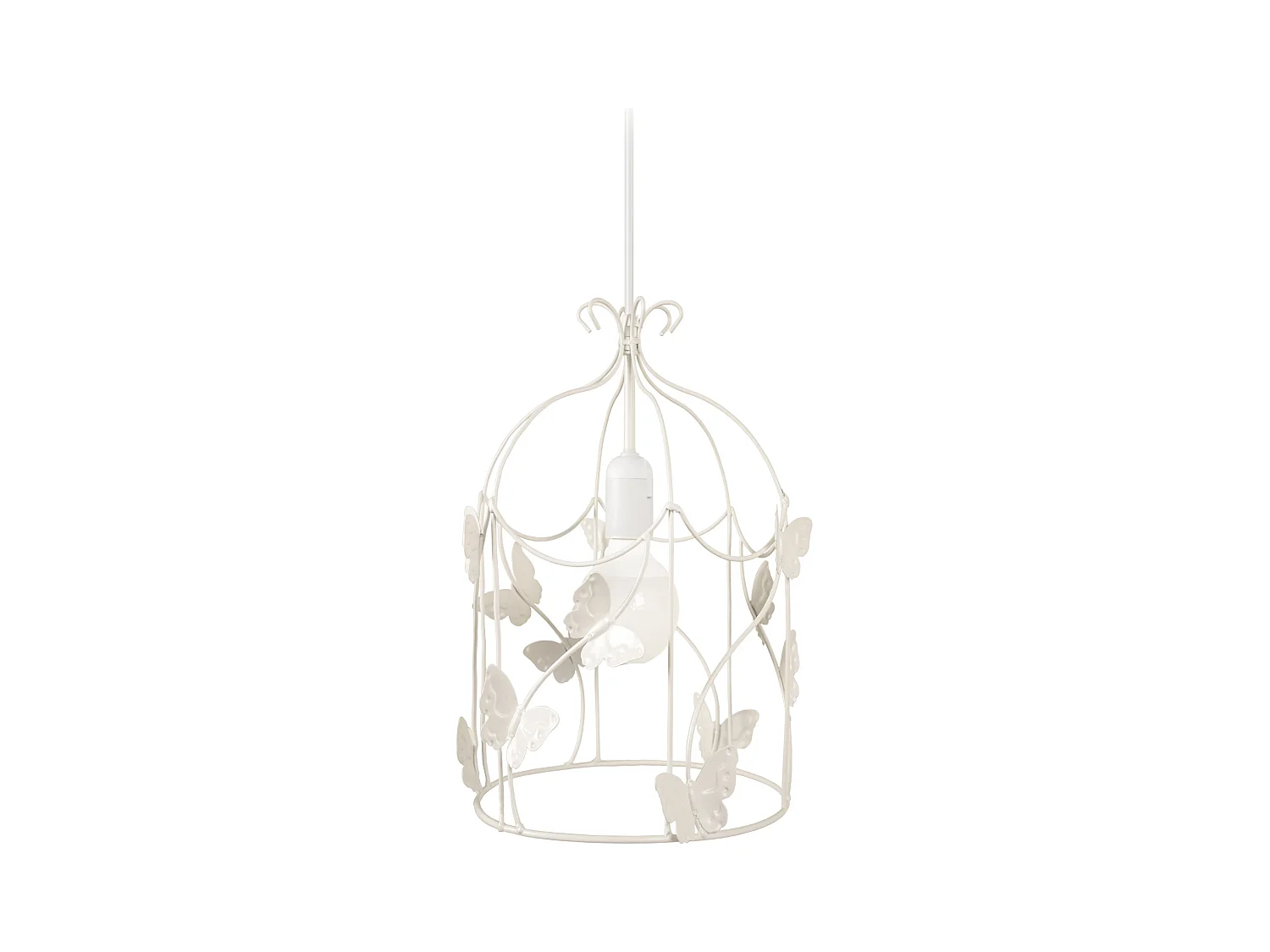 Suspensão TOSEL  CAGE PAPILLONS  metal lanterna branco D23 x  H96  cm
