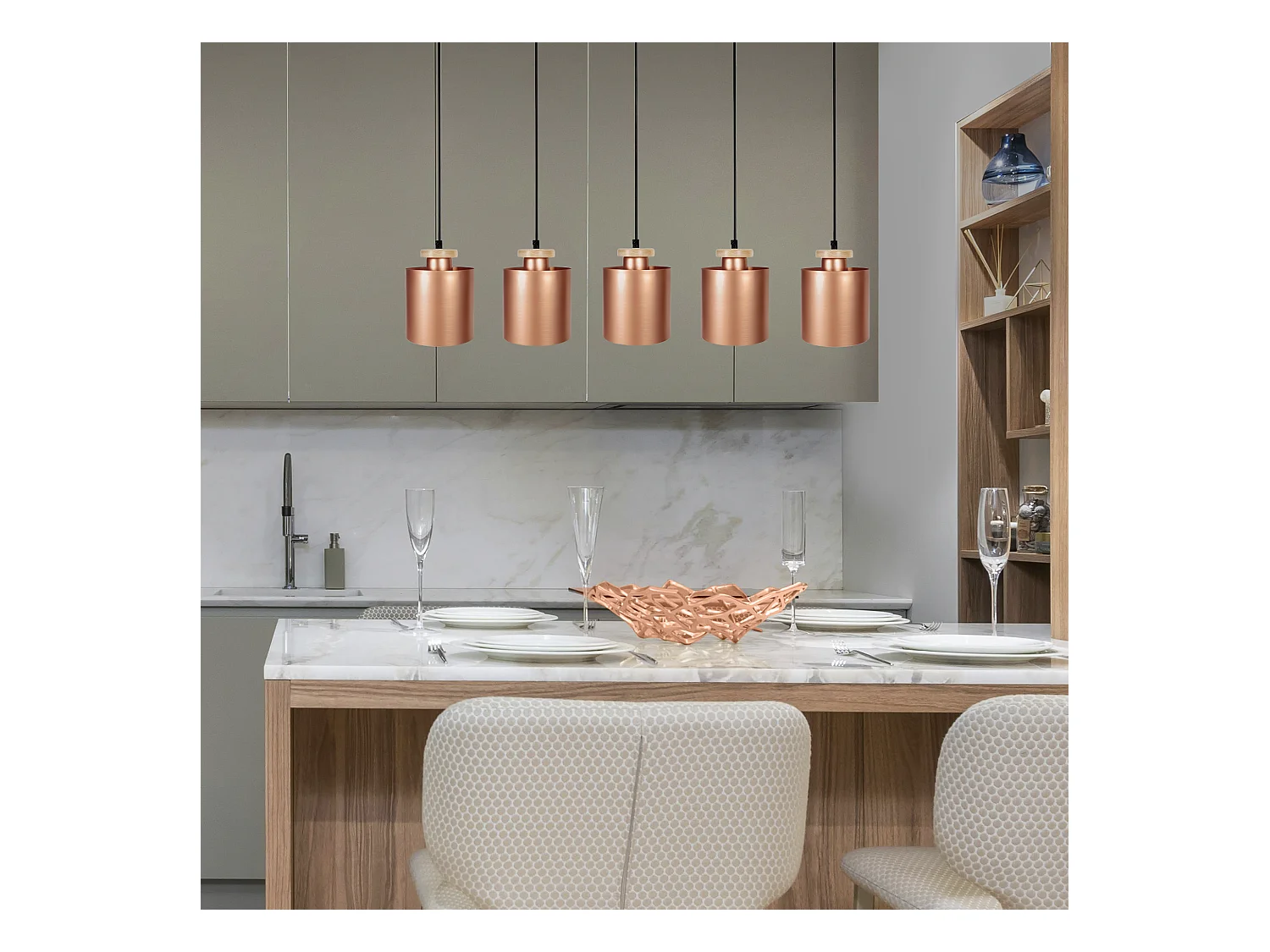 Suspensão TOSEL  GLOBE OPTIQUE vidro globo azul D20 x  H77  cm