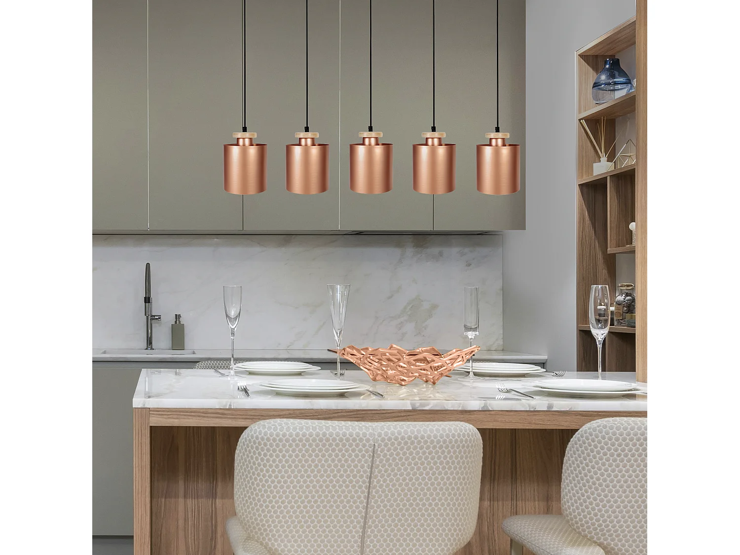 Suspensão TOSEL  GLOBE OPTIQUE vidro globo azul D20 x  H77  cm