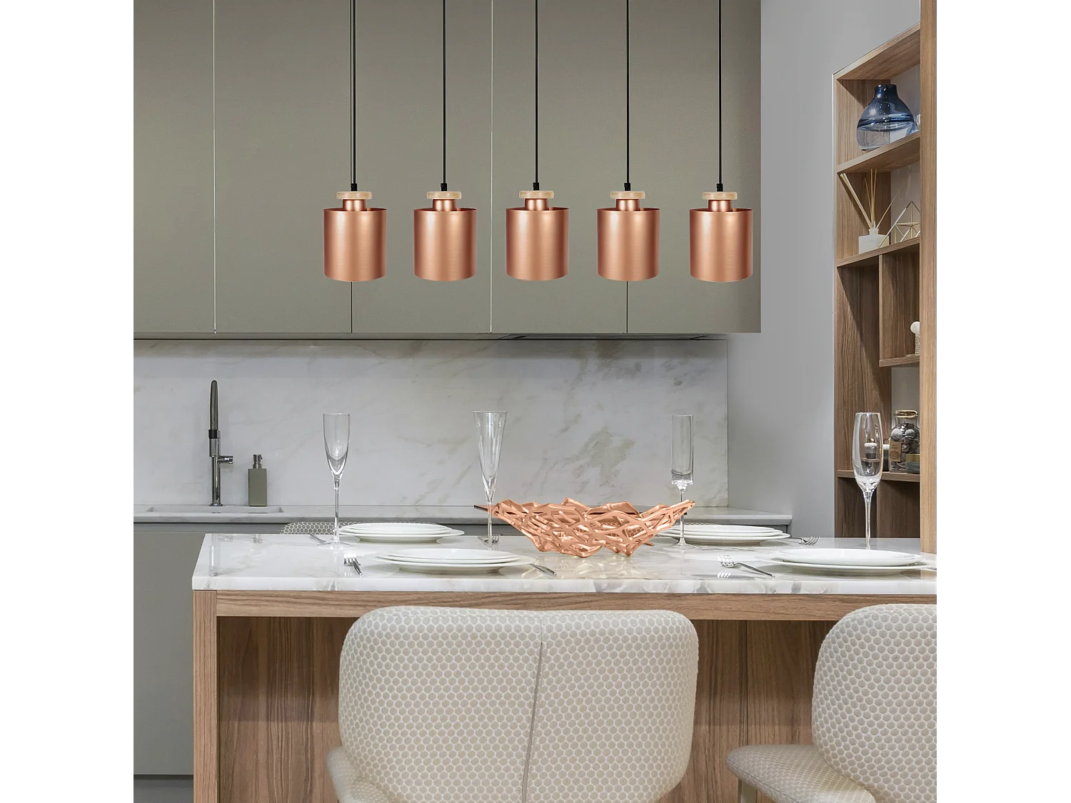 Suspensão TOSEL  GLOBE OPTIQUE vidro globo azul D20 x  H77  cm