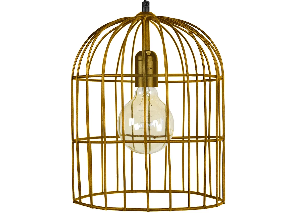 Lampadario a sospensione  metallo cilindrico CAGE oro  D'24 cm