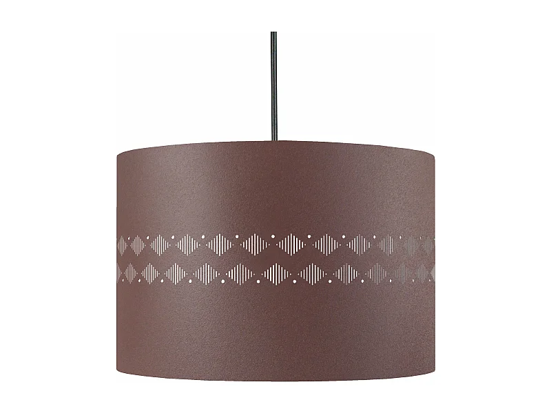 Suspension cylindre métal lignes marron 80 cm.