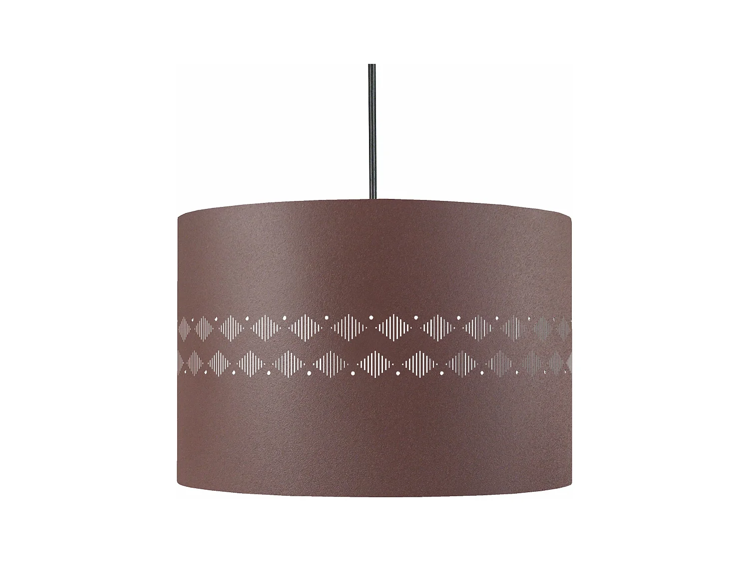 Suspension cylindre métal lignes marron 80 cm.