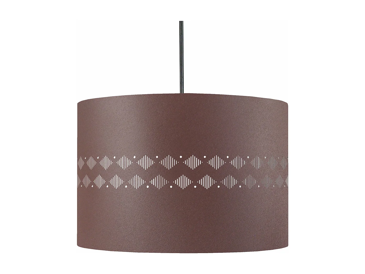 Suspension cylindre métal lignes marron 80 cm.