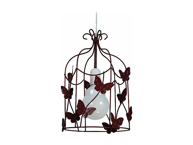 Suspensão TOSEL  CAGE PAPILLONS  metal lanterna castanho D23 x  H96  cm