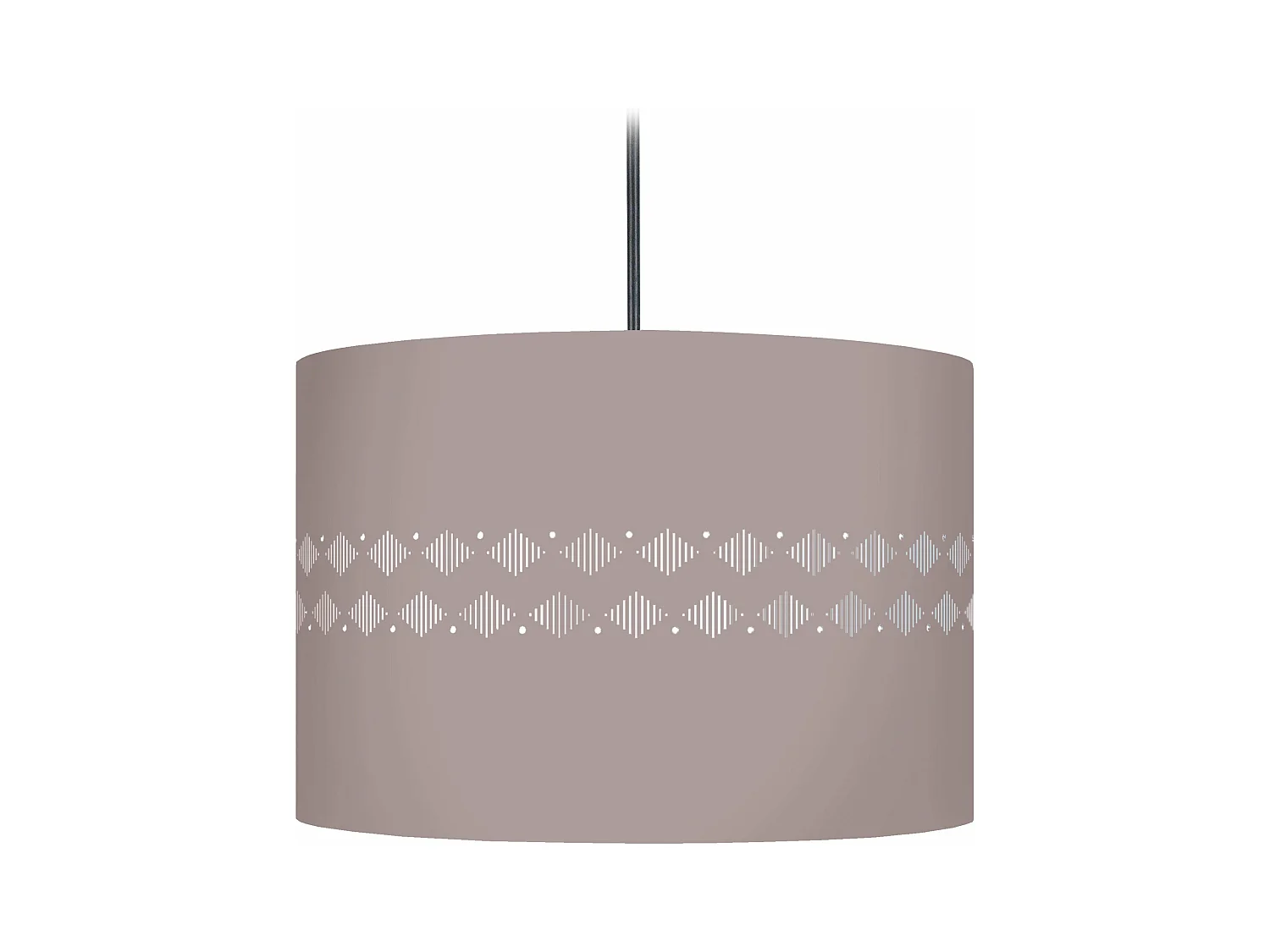 Suspension cylindre métal lignes taupe 80 cm.