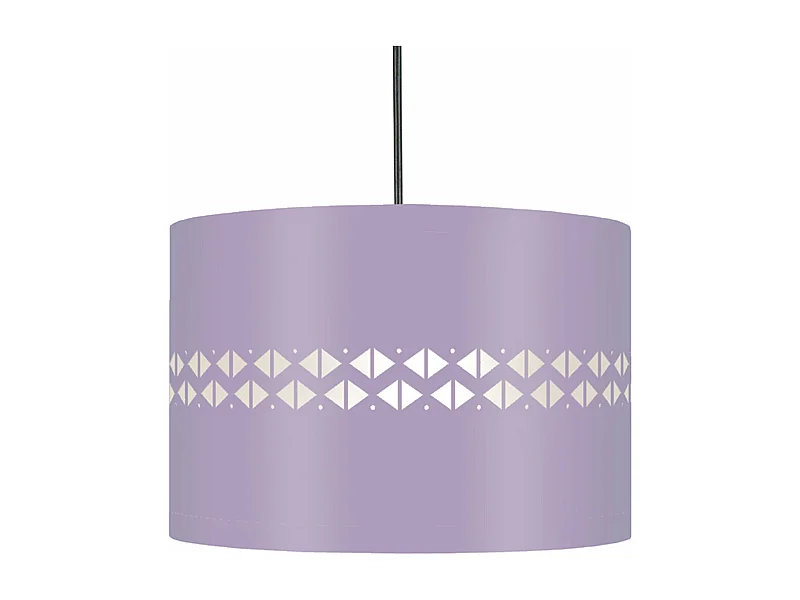 Suspension cylindre métal losanges  mauve 80 cm.