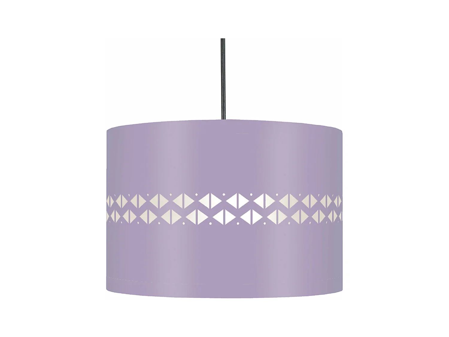 Suspension cylindre métal losanges  mauve 80 cm.