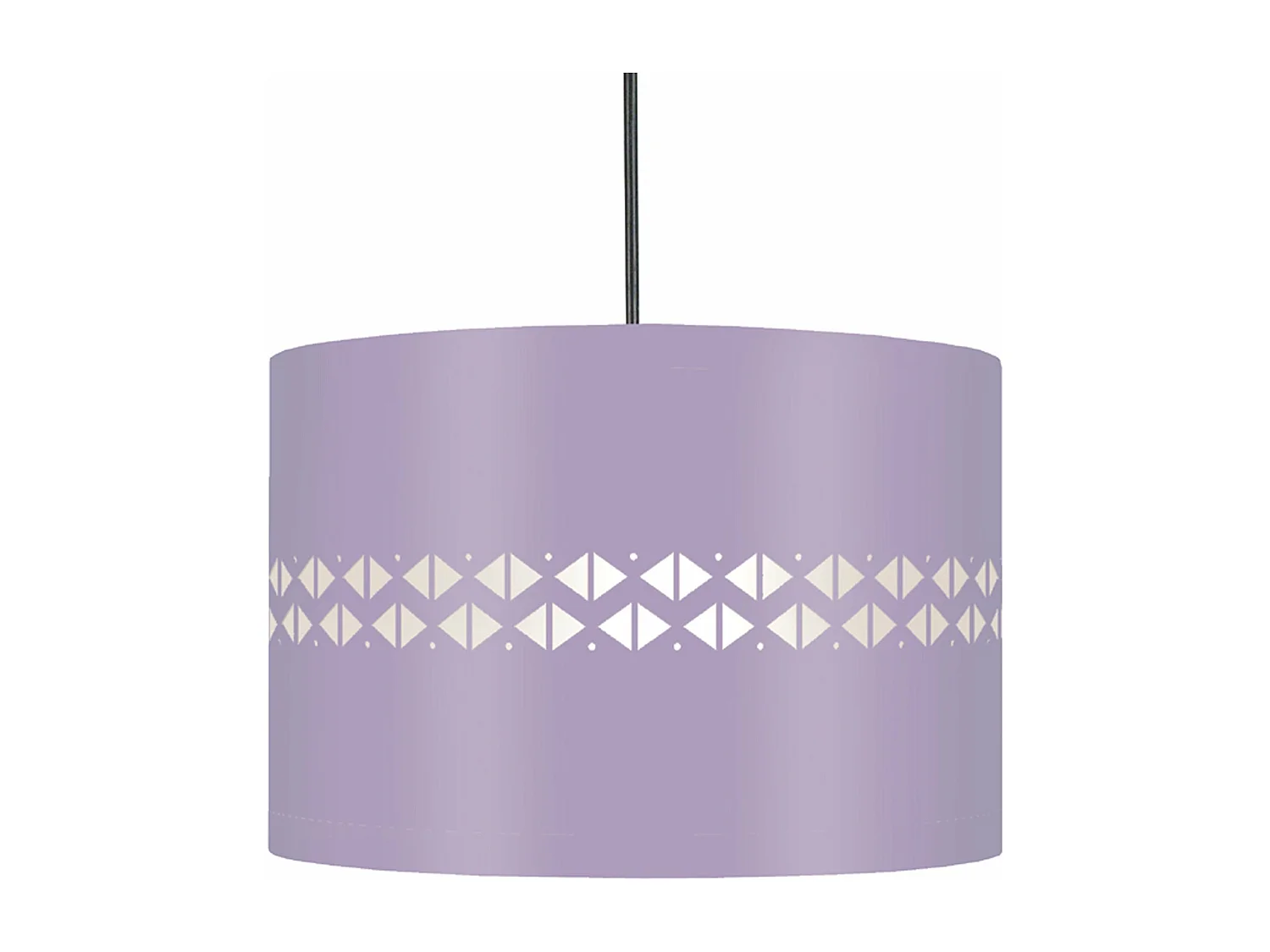 Suspension cylindre métal losanges  mauve 80 cm.