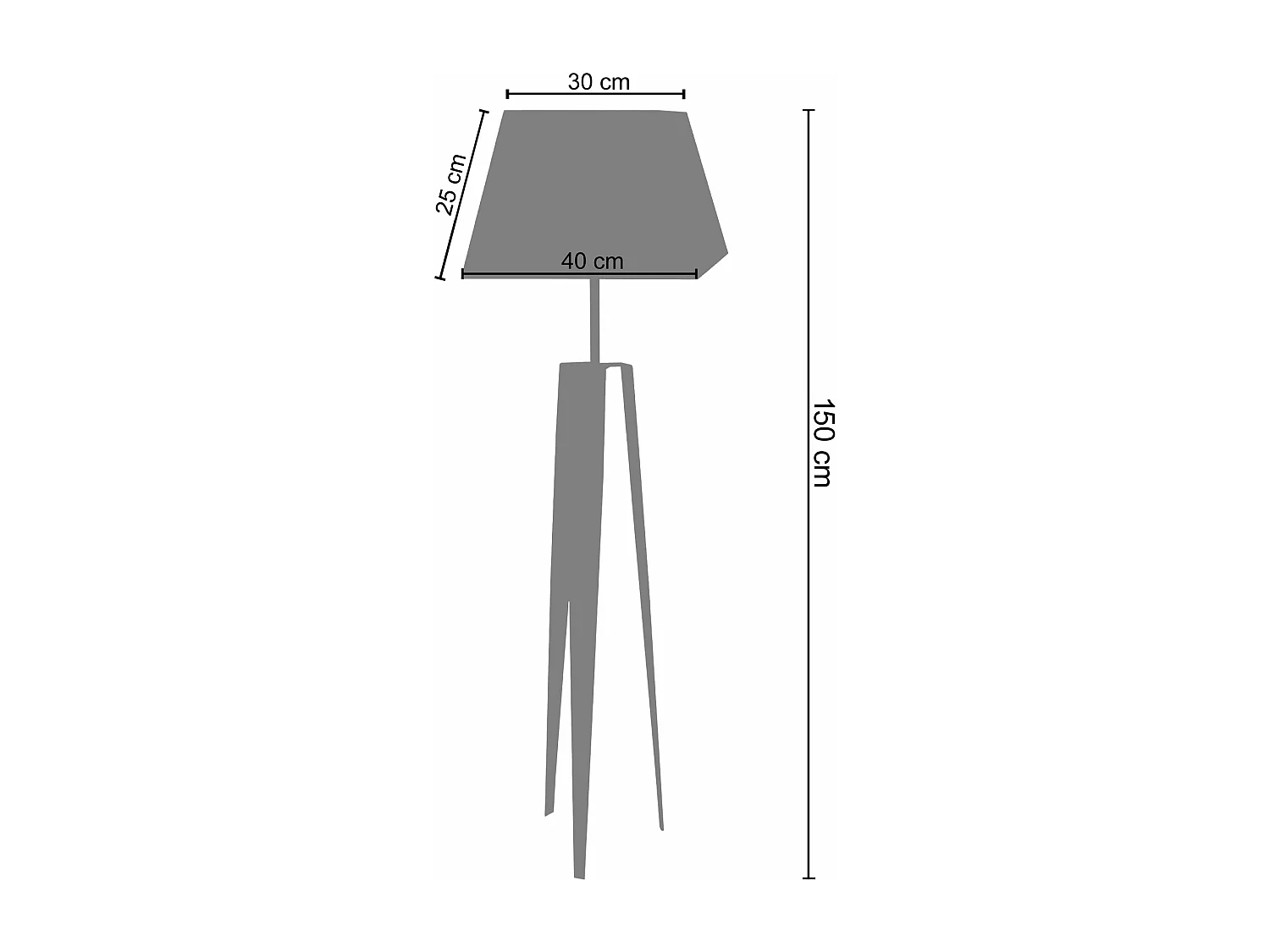 Lampadaire trepied tôle métal ivoire150 cm.