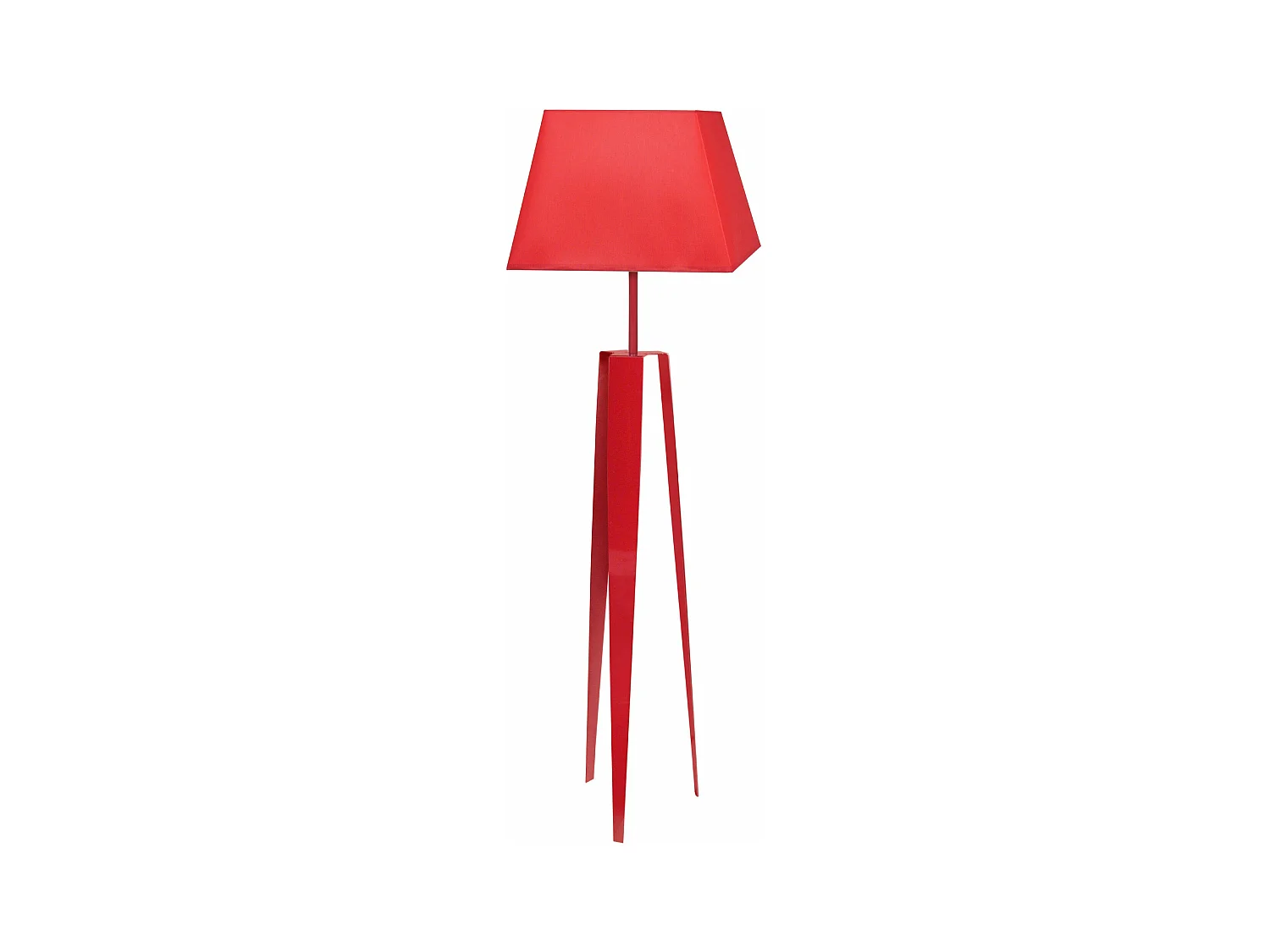 Lampadaire trepied tôle métal rouge150 cm.