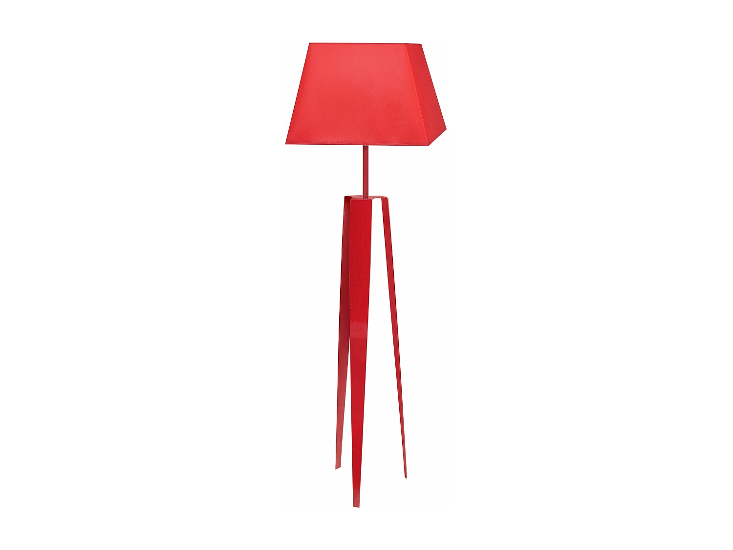 Lampadaire trepied tôle métal rouge150 cm.