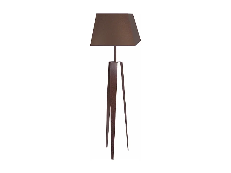 Lampadaire trepied tôle métal marron150 cm.