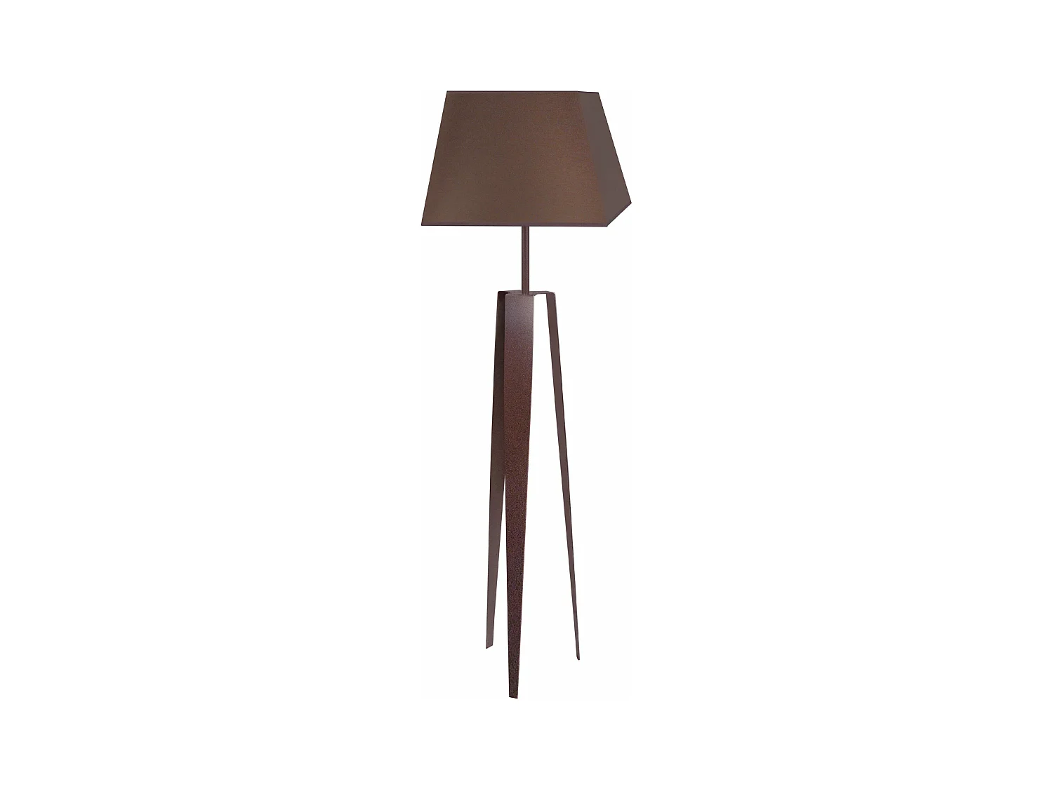 Lampadaire trepied tôle métal marron150 cm.