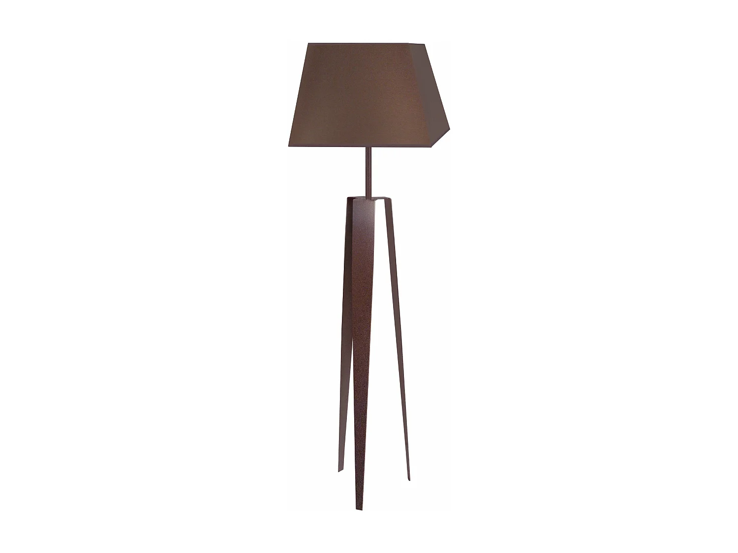 Lampadaire trepied tôle métal marron150 cm.