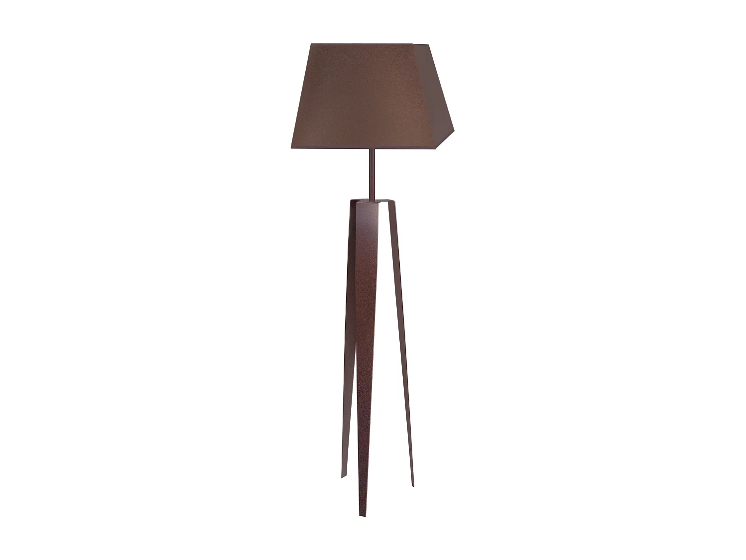 Lampadaire trepied tôle métal marron150 cm.