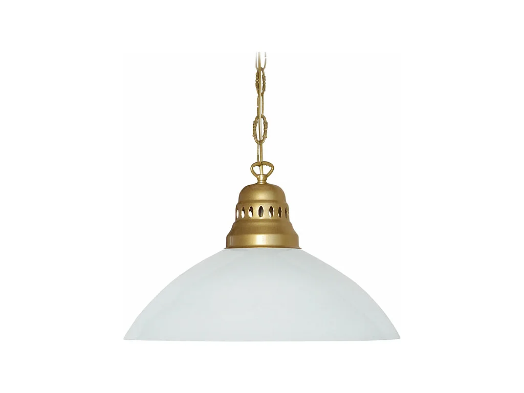 Suspension dôme doré verre opal 88 cm.