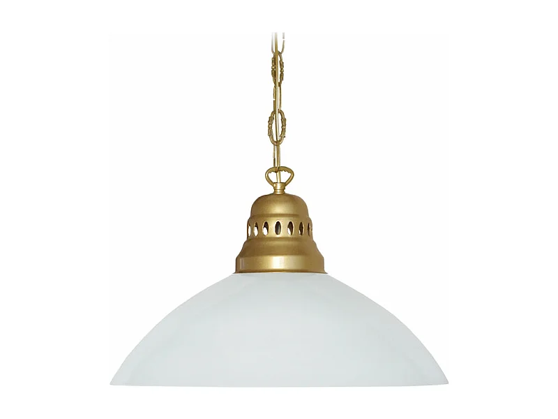 Suspension dôme doré verre opal 88 cm.