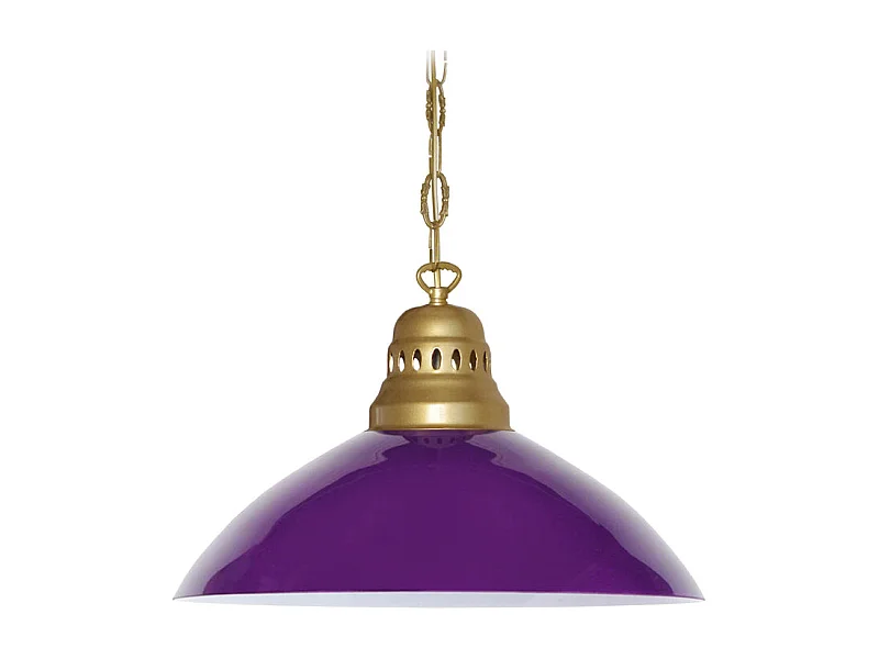 Suspension dôme doré verre violet88 cm.