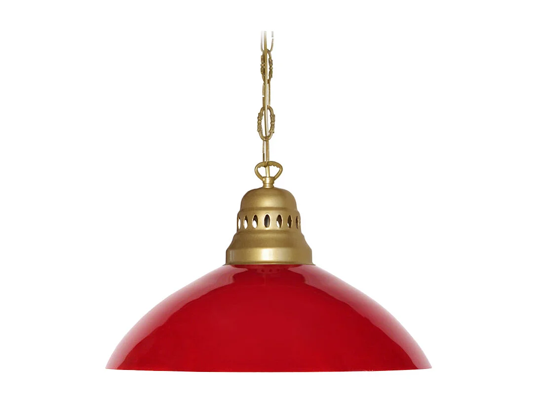 Suspension dôme doré verre rouge 88 cm.